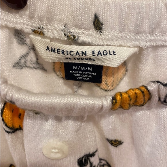 American Eagle Outfitters White Lounge Pants Snoopy with Pumpkins. Sz M - Picture 3 of 4